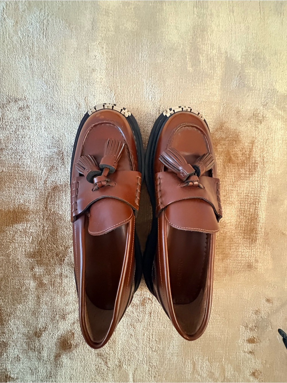 Sandro Brown Tassel Loafers with Gold Accent - Classic Leather Slip-Ons